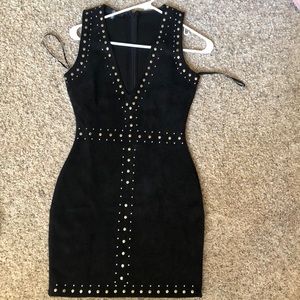 Missguided Black Suede Studded Party Dress